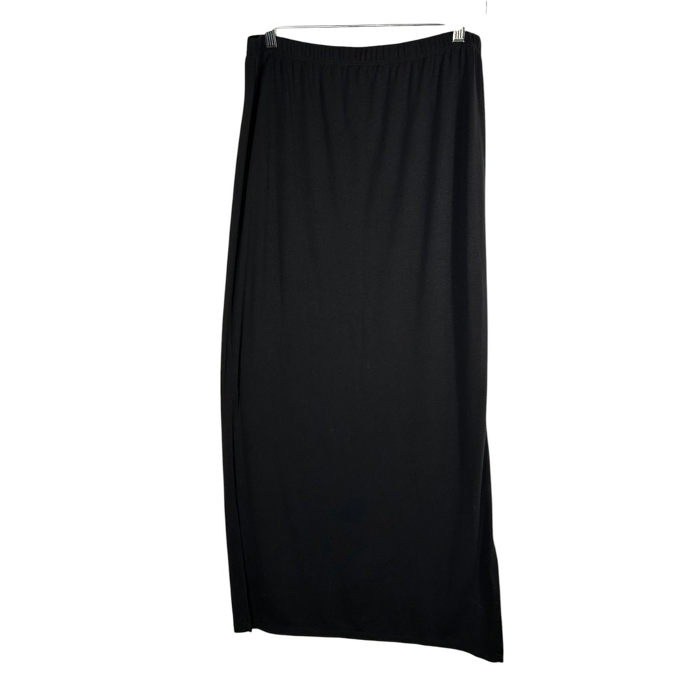 Faded Glory Womens Black Soot Maxi Skirt Side Slit Large 12-14 FGL28785SO